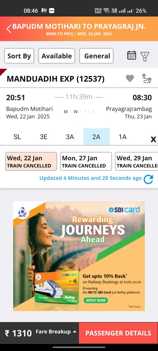 iampmisshra's tweet photo. Indian Railways canceling trains during Kumbh Mela is baffling. At a time when additional trains are needed to manage the massive influx of pilgrims, reducing services is counterproductive. Prioritize the faith &amp; convenience of millions. @RailMinIndia @ECRlyHJP https://t.co/igydFf9ovy
