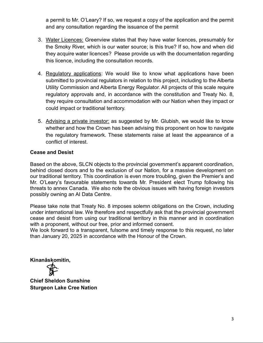 Sturgeon Lake Cree Nation has issued an open Cease and Desist letter in regards to Kevin O'Leary's AI Fantasyland...

Sorry...

Wonder Valley.

Anyway, Sturgen Lake Cree Nation ain't having it.

#abpoli #ableg #cdnpoli