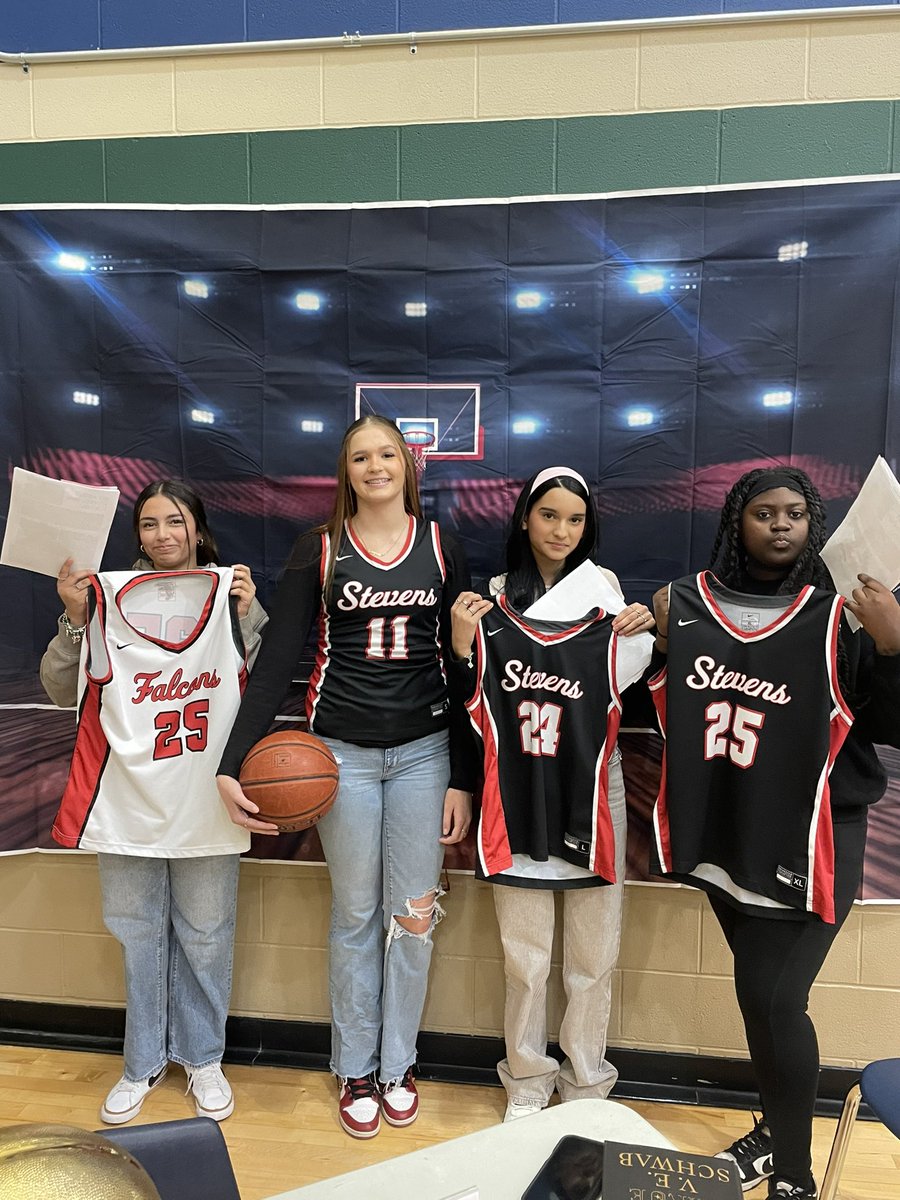 stevensgirlsbb's tweet photo. Our Captain Maddilyn Thomas and leading scorer Alyssia Murphy visiting some future falcons at @ValeAthletics @NISDVale 🏀❤️🖤💜 love the excitement from our future athletes!! #OperationHome #FalconFamily https://t.co/EsetaKHC95