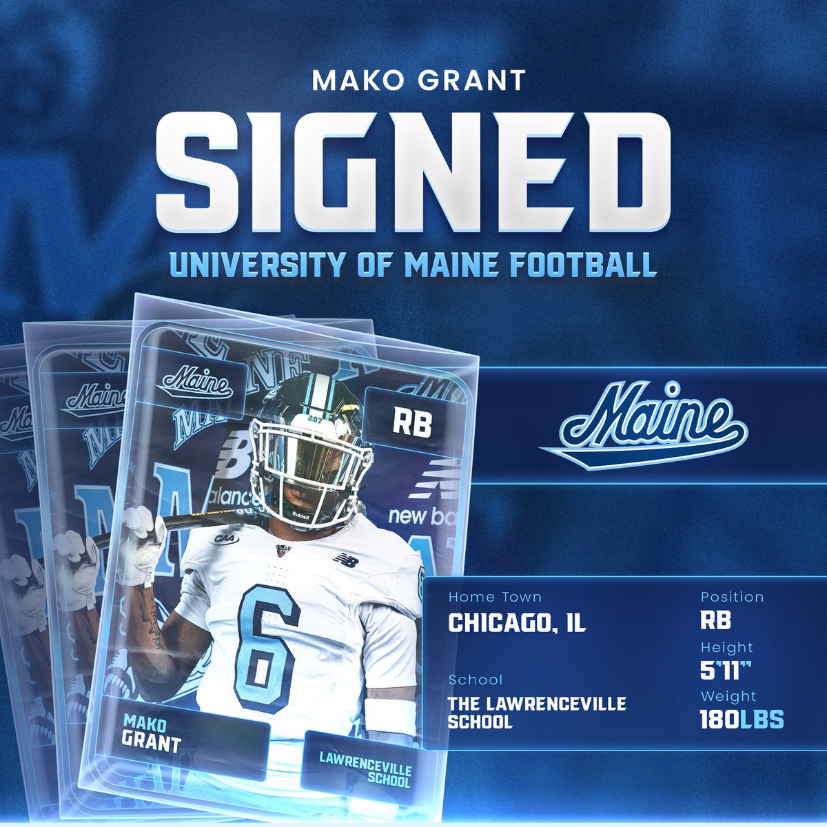 𝙎𝙩𝙧𝙚𝙣𝙜𝙩𝙝 𝙞𝙣 𝘽𝙧𝙤𝙩𝙝𝙚𝙧𝙝𝙤𝙤𝙙      

Mako Grant
5-11 | 180 lbs | RB
Chicago, Ill. (The Lawrenceville School)

#BlackBearNation | ⬆️
