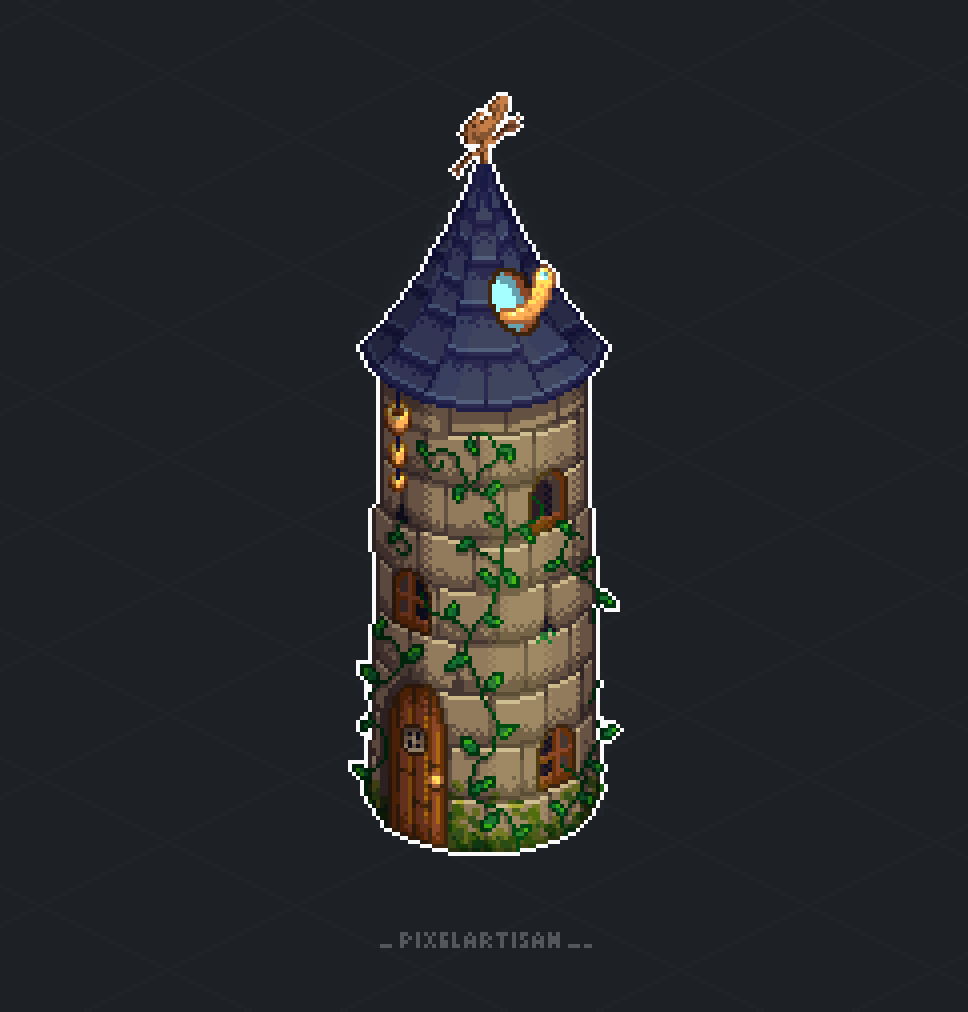 The Wizard's tower in Stardew valley - Isometric and Re-stylized Rendition