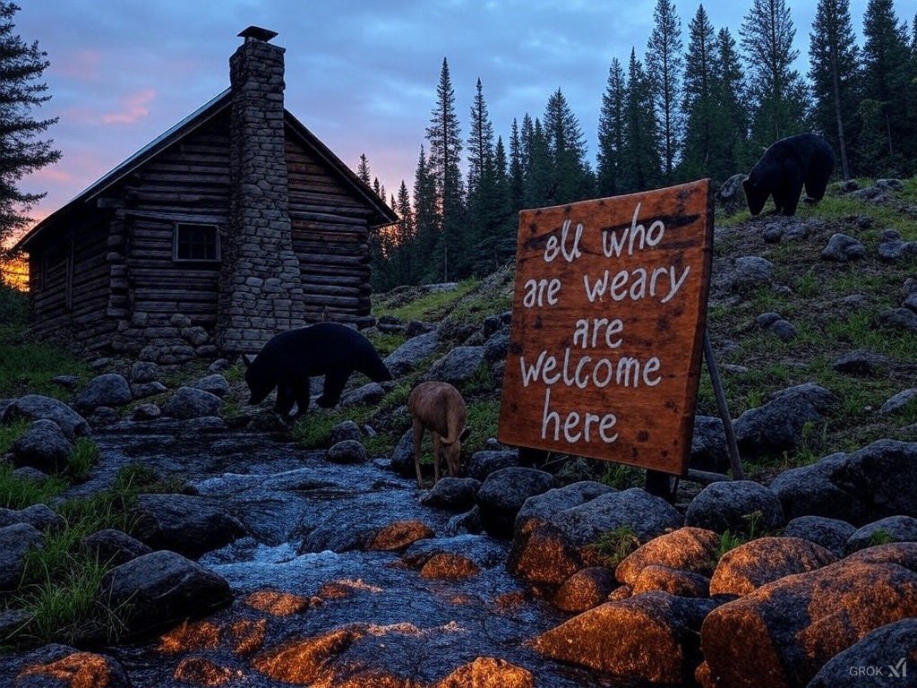 Good night my 𝕏 friends!

Tough weekend for my sports teams, but that’s not really important. The sign on my cabin is true!