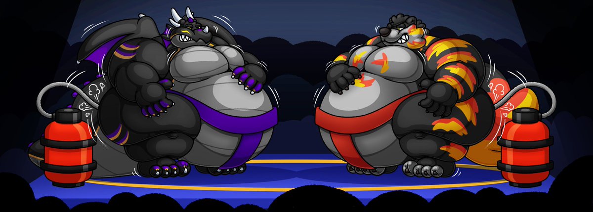 As the sumo wrestler take to the ring, their hoses surge with pressure. Slowly inflating throughout the match, who will be the first to eject the other from their sheer size...or burst trying?

Absolutely adorable c0mmish by <a href="/TrashBotArt/">(COMMISSIONS OPEN) Trash Bot Art</a>!