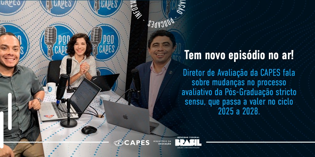 #PodCAPES | O processo de Avaliação Quadrienal da Pós-Graduação stricto sensu traz mudanças importantes, uma delas é que o foco será na classificação dos artigos publicados, e não mais nos periódicos onde foram divulgados. Saiba tudo no novo episódio: capes.gov.br/PodCAPES_Jan20…