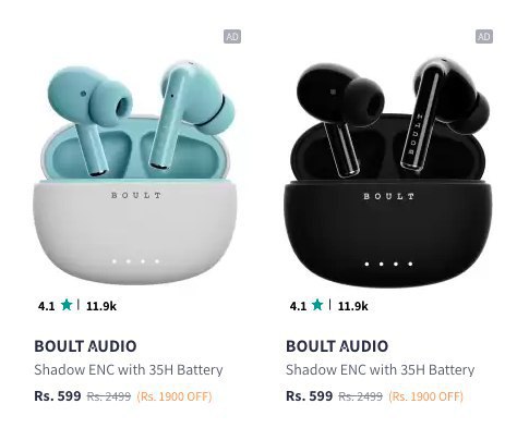 NowwOut's tweet photo. 🔥🔥Myntra Loot : Upto 80% off on Boult &amp; Noise Earbuds [Limited Time]

Boult:
Boult Shadow Zen Earphones at Rs. 599 only!
https://t.co/VVICvpamrm

Boult Octave TWS Earphones at Rs. 699 only!
https://t.co/xqOPeitycp https://t.co/9VKEW2ByAP