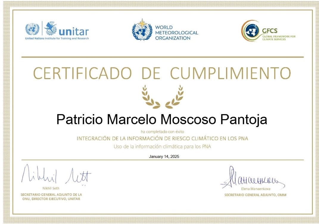 naturaambiental's tweet photo. "Finalicé los cursos de 'Integración de la información de riesgo climático en los PNA' y 'Política Industrial Verde: Promoviendo la competitividad y la transformación estructural' impartidos por @UNITAR y @WMO. Recomiendo #CambioClimático #Sostenibilidad #UNCCLearn @uncclearn https://t.co/rSGWuXZvMI