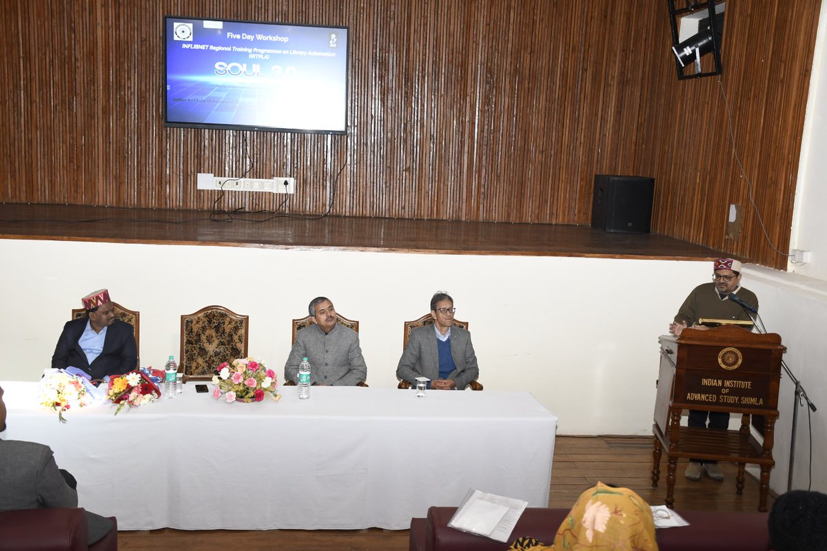 IIASShimla's tweet image. 📚 Empowering Libraries! A five-day training program on library automation kicked off at @IIASShimla in collaboration with @INFLIBNET, Gandhinagar. The program focuses on SOUL 3.0 software, enhancing skills for 50 library professionals from Himachal Pradesh. #LibraryTech