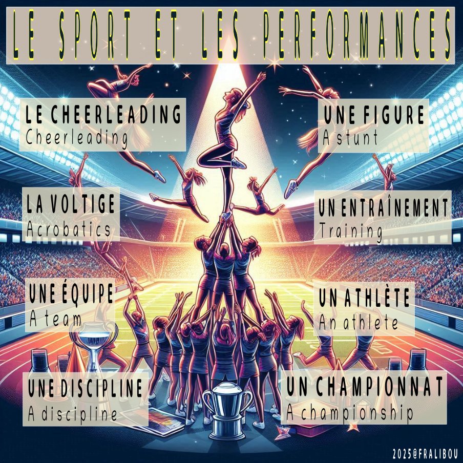 fralibou's tweet image. 📺 Découvrez la vidéo : "Le cheerleading - un sport qui poursuit son expansion"  
Disponible sur YouTube, Odysee et Rumble.

@fralibou

#Sport #Cheerleading #Voltige #Équipe #Championnat #ApprendreLeFrançais #FrenchVocabulary #LearnFrench