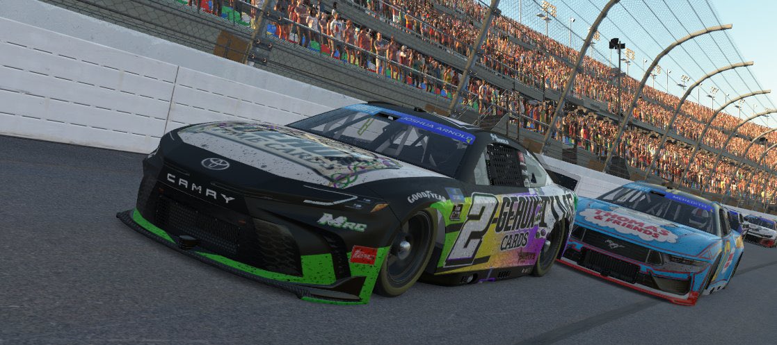 Welp P22 in <a href="/HTLRacingLeague/">HTL</a> Daytona 500. Led 7 Laps early before getting turned and going a lap down for the proceeding 80plus laps. Was able to get <a href="/jpa4AU22/">jpa4AU</a> to the lead late and help him get a top5! Shoutout to <a href="/JonesPandD/">Jones Paints and Designs</a> for the Scheme! Onto the next one!