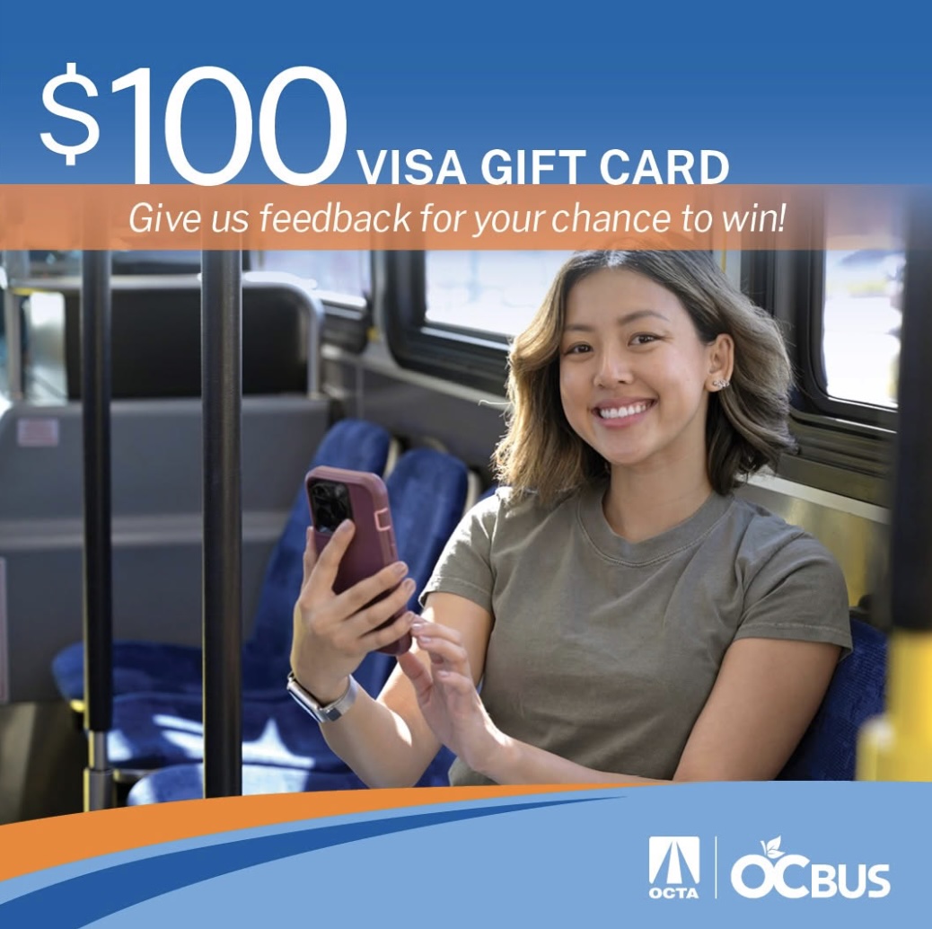 RideOCBus's tweet image. Starting in Summer 2025, we’re introducing a smarter, easier way to pay that can help you save money. Learn more and take our survey for a chance to win a $𝟏𝟎𝟎 𝐕𝐢𝐬𝐚 𝐠𝐢𝐟𝐭 𝐜𝐚𝐫𝐝! Info: ocbus.com/Wave. 

𝘕𝘰 𝘱𝘶𝘳𝘤𝘩𝘢𝘴𝘦 𝘰𝘳 𝘱𝘢𝘺𝘮𝘦𝘯𝘵