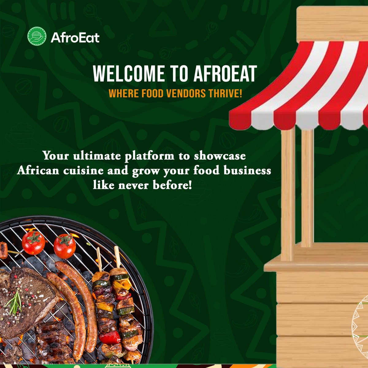 afroeatuk's tweet photo. Welcome to AfroEat, where food vendors thrive, and African cuisine shines! 🌍

Click the link in our bio, and let’s take your food business to the next level. 

#AfroEat #AfricanCuisine   #AfricanFood #ukfood #africanfoodinuk #Ukfoodvendor #TasteAfrica #VendorCommunity https://t.co/cwgjJSSd70
