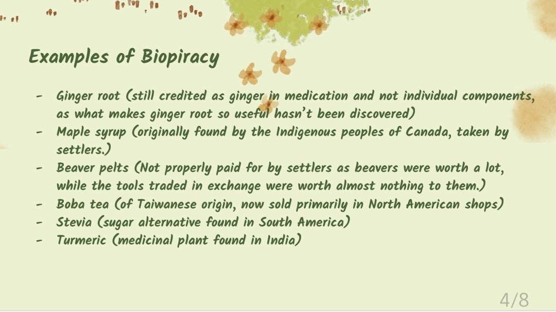 My son did his culminating task on BIOPIRACY.

Don't know what it is?  Please take a look and comment on this post so he can see what you have to say.

Thank you. 1/2

#indigenous #biopiracy #colonialism #postcolonialismtheory #socialjustice #socialjusticeeducation