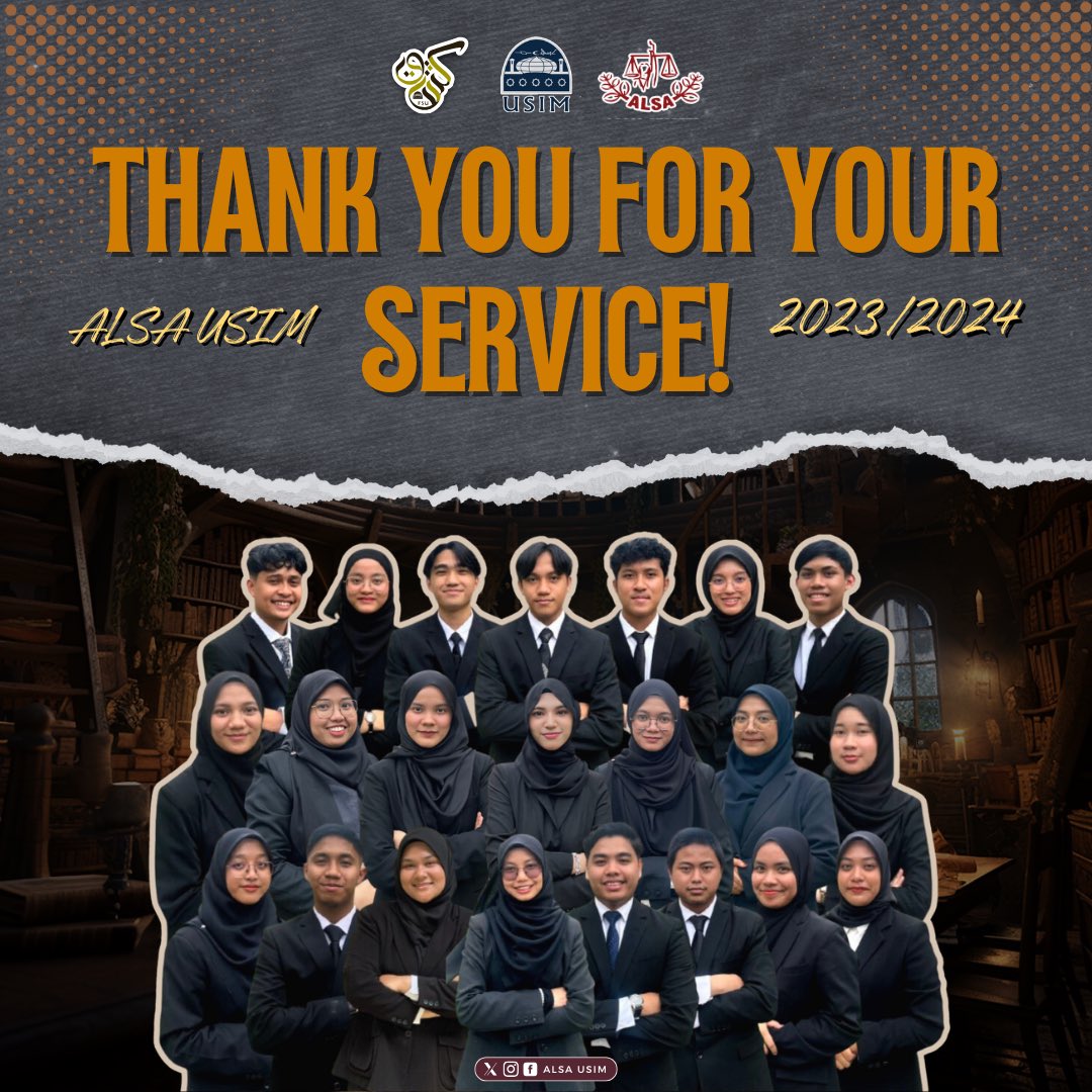 [THANK YOU, ALSA USIM COMMITTEE 23/24] 🙌✨

To the ALSA USIM 23/24 Committee, thank you for your dedication and hard work. Your efforts have shaped our successes and left a lasting impact.

All the best in your future endeavors! 💖

ALSA, Always Be One!
#alsausim2425