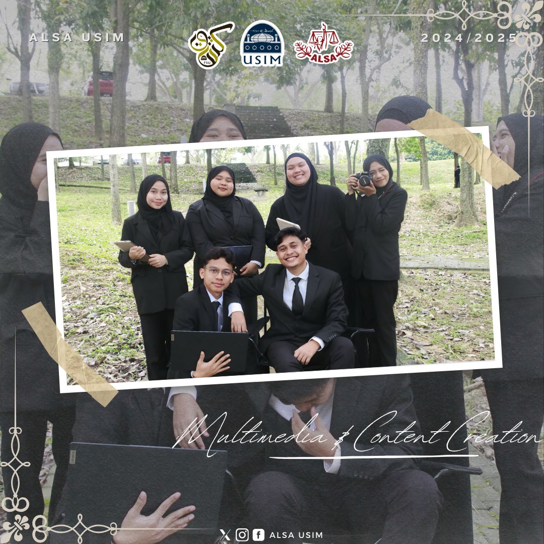 [MEET THE MULTIMEDIA &amp; CONTENT CREATION TEAM 24/25] 🎨📸

Say hello to the creative minds behind ALSA USIM’s visuals and content!

With their talent and passion, they’ll capture our journey and make ALSA shine brighter than ever. 🌟💻✨

ALSA, Always Be One!
#alsausim2425