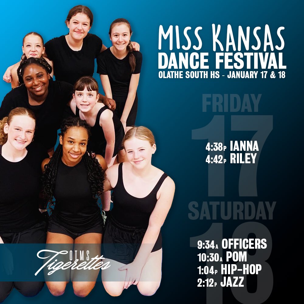 otms_dance's tweet photo. It’s competition week! We can’t wait to perform in the Miss Kansas Dance Festival at Olathe South this weekend! Come check out a routine or two, and support your local dance community. 💙🌻 Performance schedule below ⬇️ https://t.co/EQtDAskSz9