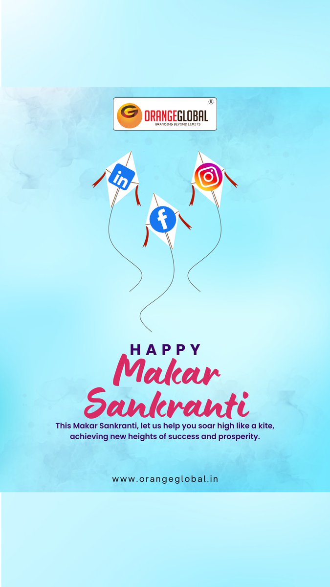 Orange_Global's tweet photo. This Makar Sankranti, let your dreams soar high! 🎉 Celebrate the season of success and prosperity with us. Together, let's achieve new heights!

#makarsankranti #soarhigh #successjourney #digitaltransformation #prosperity #onlinebranding #festivalvibes #dreambig #orangeglobal https://t.co/isx0QzIE9d