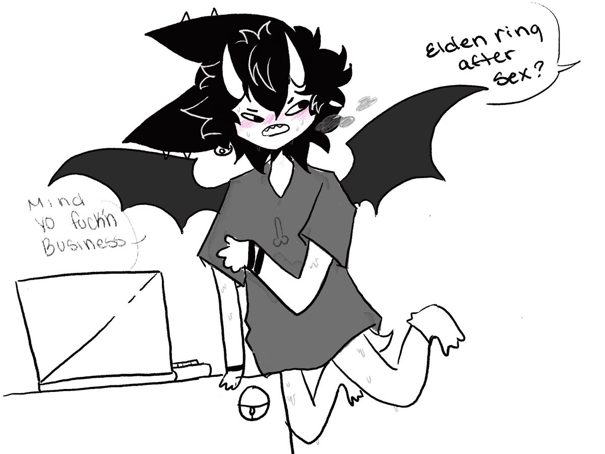 Baphu66's tweet photo. No time for cuddles, I must become the elden lord. 

#eldenring #nsfwtwt #procreate #eldenlord #fanart https://t.co/qFtbygW5ie