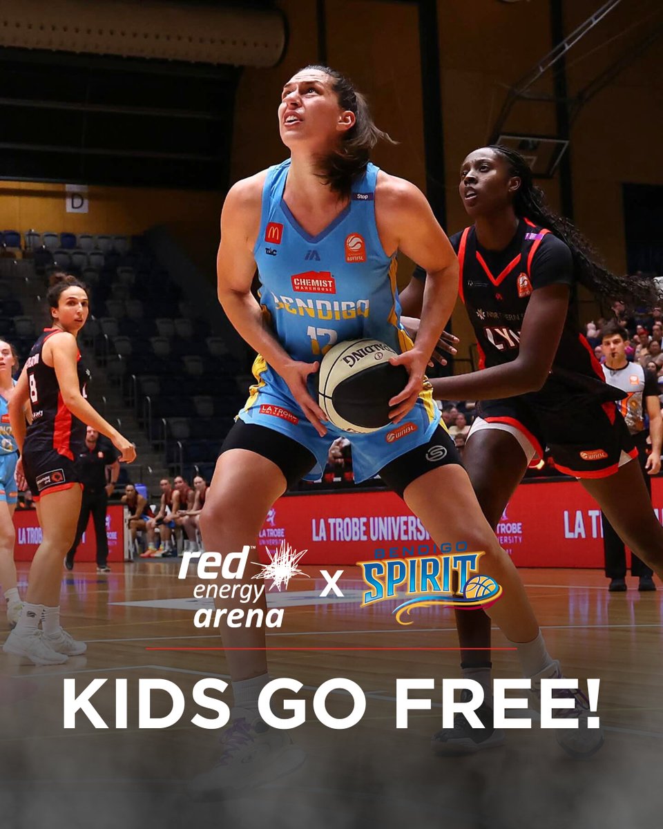 KIDS GO FREE tomorrow to Bendigo Spirit at Red Energy Arena! 💙💛 Grab your tickets at the box office on the day or via ➡️ loom.ly/sWAq9Y8

🏀 Bendigo Spirit v Perth Lynx
🏟️ Red Energy Arena - 91 Inglis Street, West Bendigo
📆 Wednesday 15th January
🕐 Tip-off 7pm