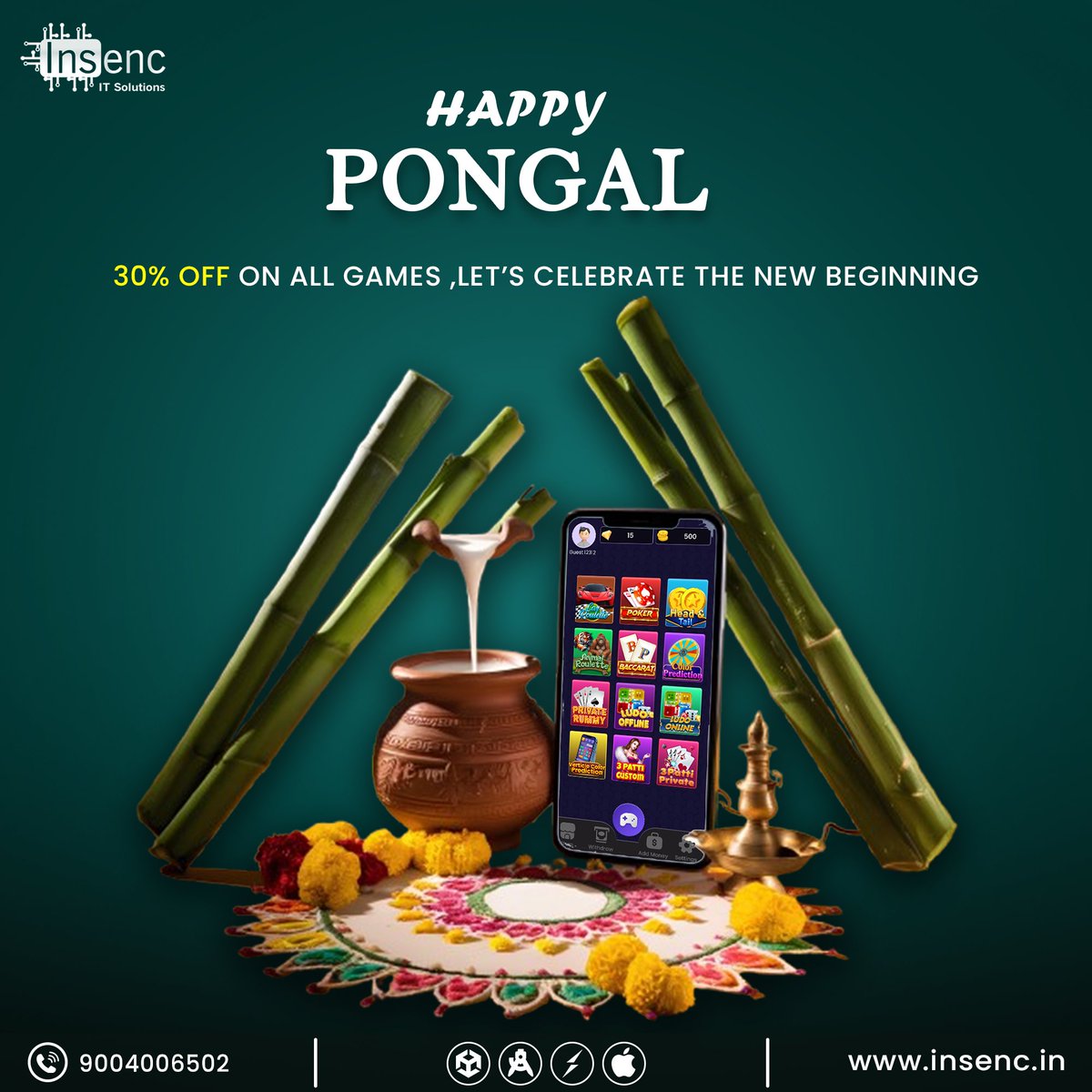 Insencit's tweet photo. 🌾 Let the sweetness of Pongal and the blessings of the Sun fill your life with joy and prosperity. Happy Pongal! 🏵️✨
.
.
.
#Insenc #insencitsolutions #HappyPongal #HappyPongal2025 #pongalcelebration #pongal2025 #unitygamedevelopment  #rummygamedeve #buygamesourcecode https://t.co/2oo5ThX2ez