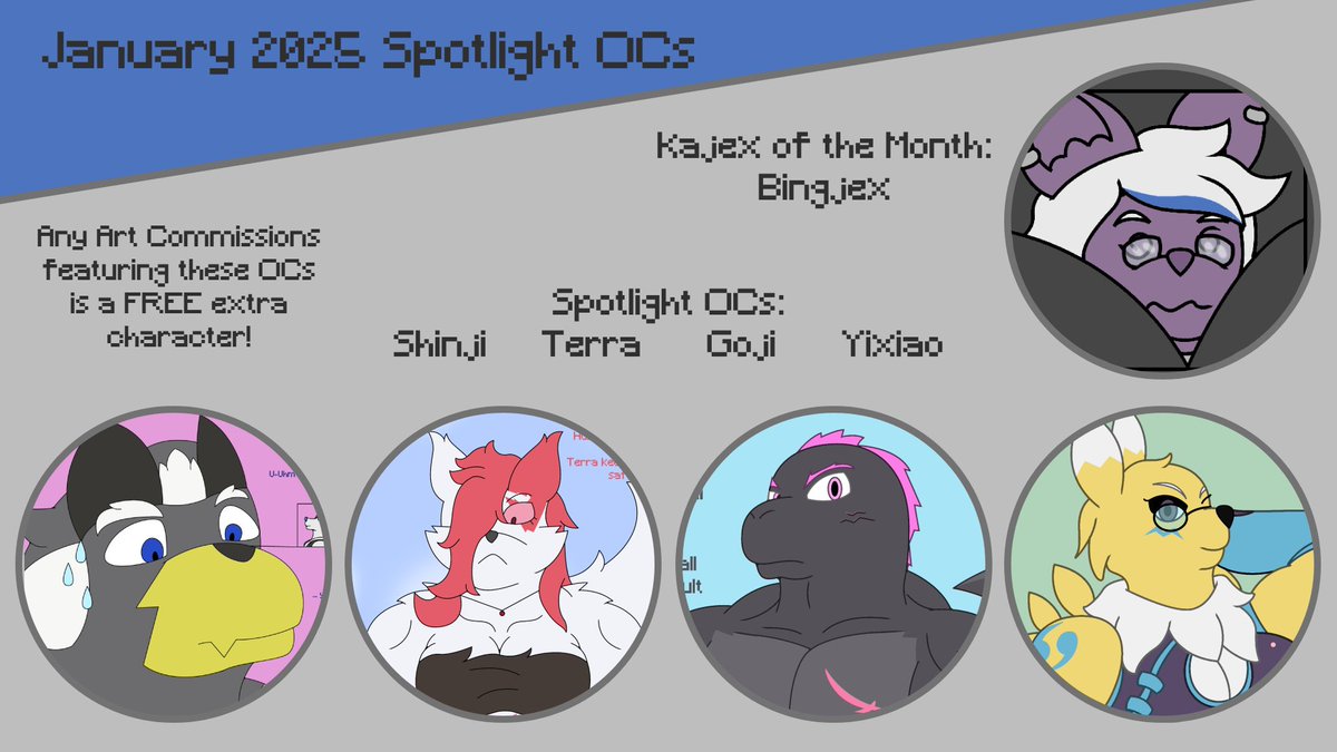 Okay so, I added freebie OCs every month to my art comms so I could give some OCs I feel like need more love

Form in replies