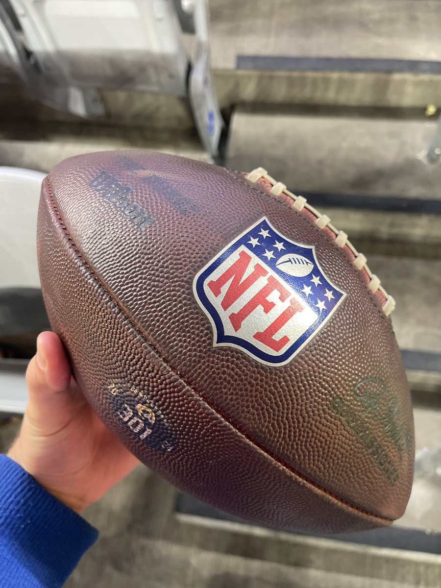 TaylorCochran92's tweet photo. @espn @saltersl Stafford threw me the ball after this interview. What a win. What a game ball. Go Rams! https://t.co/cMFLa457bo