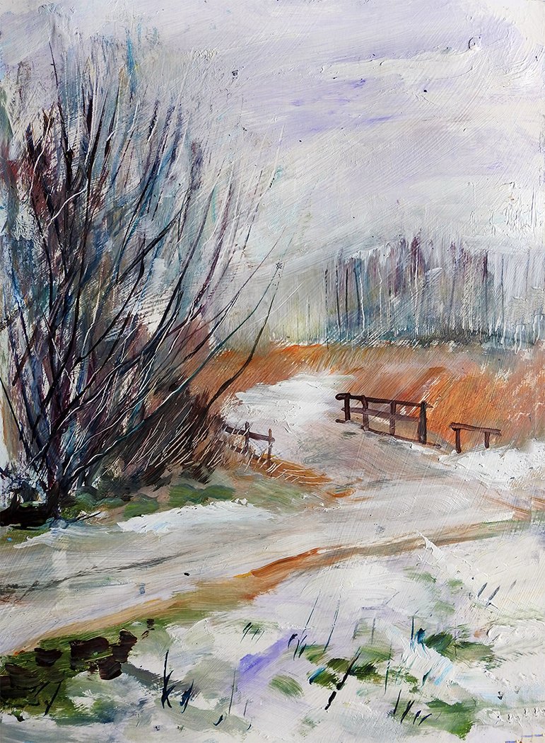 ChrisBilton3's tweet photo. #transpenninetrail #snow #ice #chilly #acrylicpainting #pleinairpainting #artinsouthyorkshire #paintingoutside #directobservation #landscapepainting #southyorkshire #biltonart #opencountry #trees #clouds #allaprima #clarifiedimpressionism #expressiverealism #pleinair https://t.co/cRvLXt2kZy