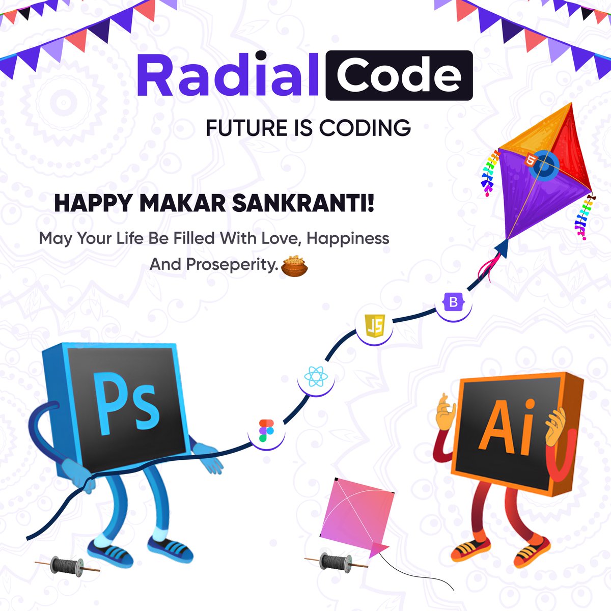 radialcode's tweet photo. #मकर_संक्रांति 

🌟 Happy Makar Sankranti! 🌟
Let your dreams fly high this festive season! 🎨💻
Start your journey in Coding &amp; Designing today. 🚀
✨ Limited seats available – Enroll now!

👉 https://t.co/xNlspKkCSA

#MakarSankranti #LearnToCode #FutureIsCoding #RadialCode https://t.co/Ey0PglBaZV