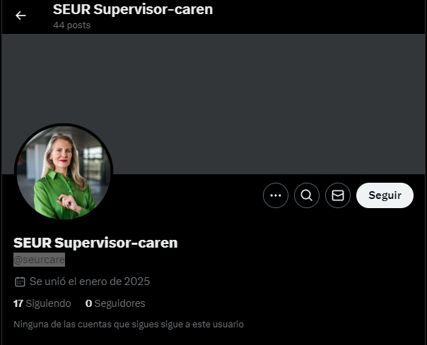 Atención <a href="/SEUR/">SEUR</a> y a cualquiera que le pueda interesar, la cuenta <a href="/seurcare/">SEUR Supervisor-caren</a> se está haciendo pasar por el servicio de atención al cliente de Seur y pidiendo datos personales a usuarios. No se los deis. Denunciad como Spam a X y bloquead.