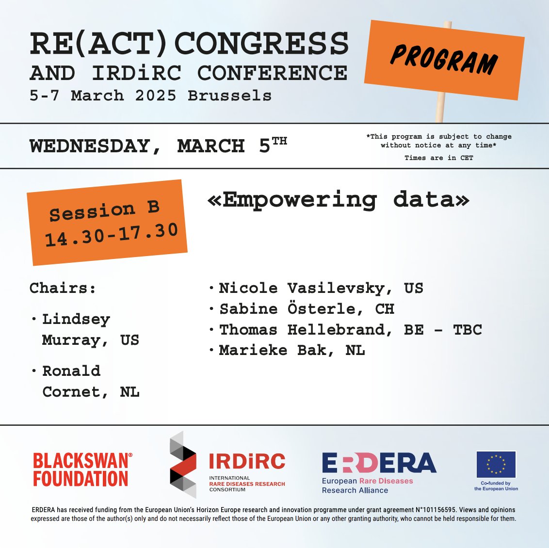 IRDiRC (@irdirc) on Twitter photo 🖌️ Mark your calendars for the 8th Edition of the RE(ACT) Congress and IRDiRC Conference on 5-7 March, 2025🗒️ 
📌 Register now and join us in Brussels: lnkd.in/gnPswjg
Check out the programme of Session B "Empowering Data". ⬇️ 🖌️ Mark your calendars for the 8th Edition of the RE(ACT) Congress and IRDiRC Conference on 5-7 March, 2025🗒️ 
📌 Register now and join us in Brussels: lnkd.in/gnPswjg
Check out the programme of Session B "Empowering Data". ⬇️