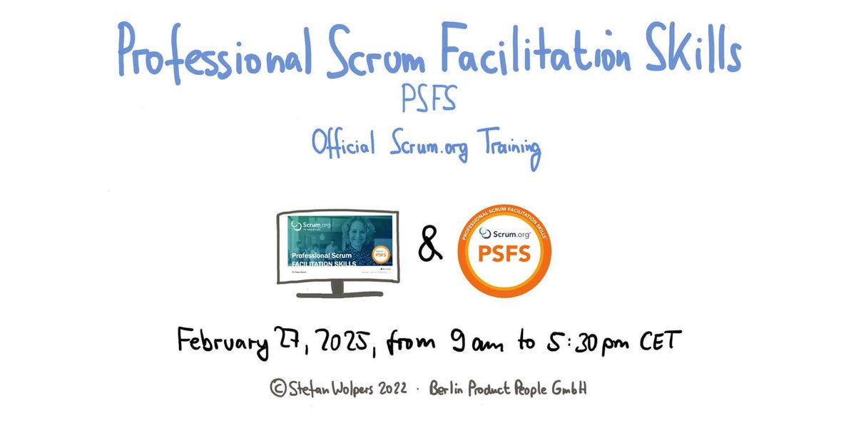 Berlin_PP's tweet photo. 🖥 💯 🇬🇧 “Great experience: You reap what you saw, and in this case, it was the collective intelligence of everyone in the class.”
Guaranteed: February 27, 2025:
"Professional Scrum Facilitation Skills Class w/ #PSFS Certificate" https://t.co/PymoyNzHbE @scrumdotorg https://t.co/wW9gbA3pxl