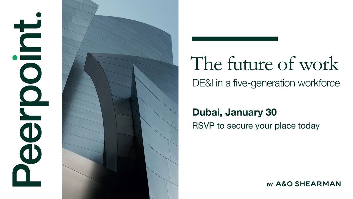 How do you create a culture of diversity, equity &amp; inclusion in a workforce that spans five generations? Join us for a panel discussion on 'The future of work - DE&amp;I in a five-generation workforce', in partnership with the ACC MENA in Dubai on 30/01. More: peerpoint.com/on-point/artic…