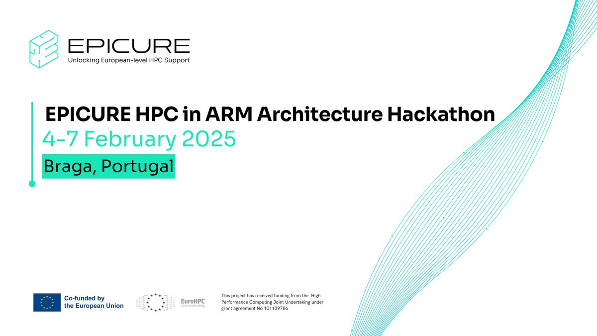 EuroCC_Portugal (@eurocc_portugal) on Twitter photo Join the <a href="/EPICUREHPC/">EPICURE Project</a> HPC Hackathon in Braga!
Dive into HPC with ARM architectures at our exciting hackathon, February 4-7, 2025, in Braga, Portugal!
➡️Learn how ARM is shaping HPC and port your x86 code.
➡️Collaborate with expert mentors and connect with the HPC community. Join the <a href="/EPICUREHPC/">EPICURE Project</a> HPC Hackathon in Braga!
Dive into HPC with ARM architectures at our exciting hackathon, February 4-7, 2025, in Braga, Portugal!
➡️Learn how ARM is shaping HPC and port your x86 code.
➡️Collaborate with expert mentors and connect with the HPC community.