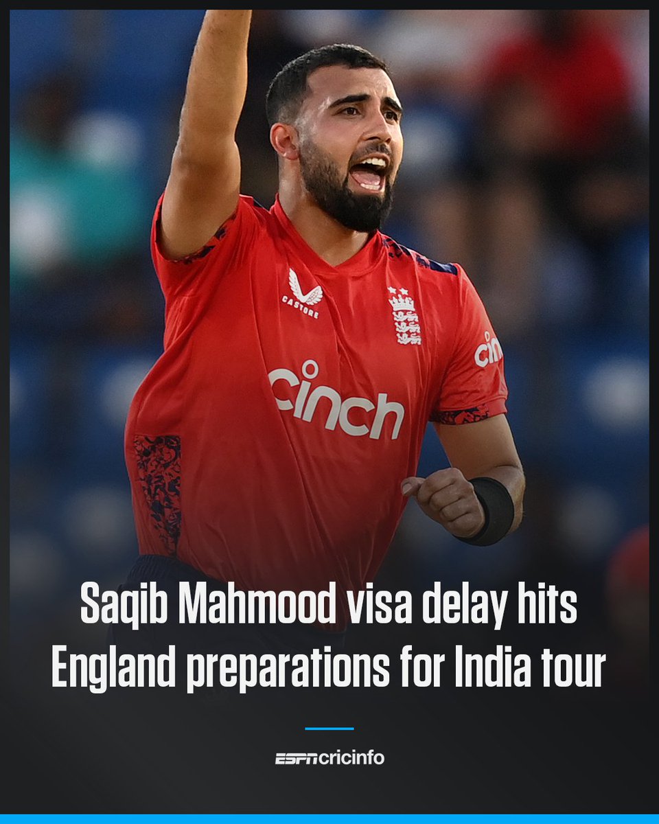 cricinfo's tweet photo. Saqib Mahmood has been forced to miss a training camp in Abu Dhabi ahead of England's tour of India due to a delay in securing his visa - a familiar issue for England players with Pakistani heritage

Details: https://t.co/zqKW0fsa9d https://t.co/lOWpmISUbJ