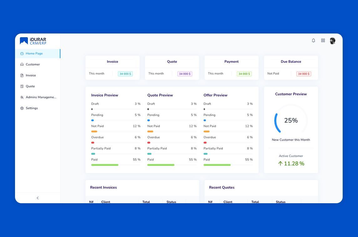 madewith_react's tweet photo. IDURAR is an open-source ERP / CRM #madewithreactjs with features to manage invoices, quotes, payments & customers ๐คธ - https://t.co/HiL3Ry3Qco https://t.co/8eGPnHm6t7