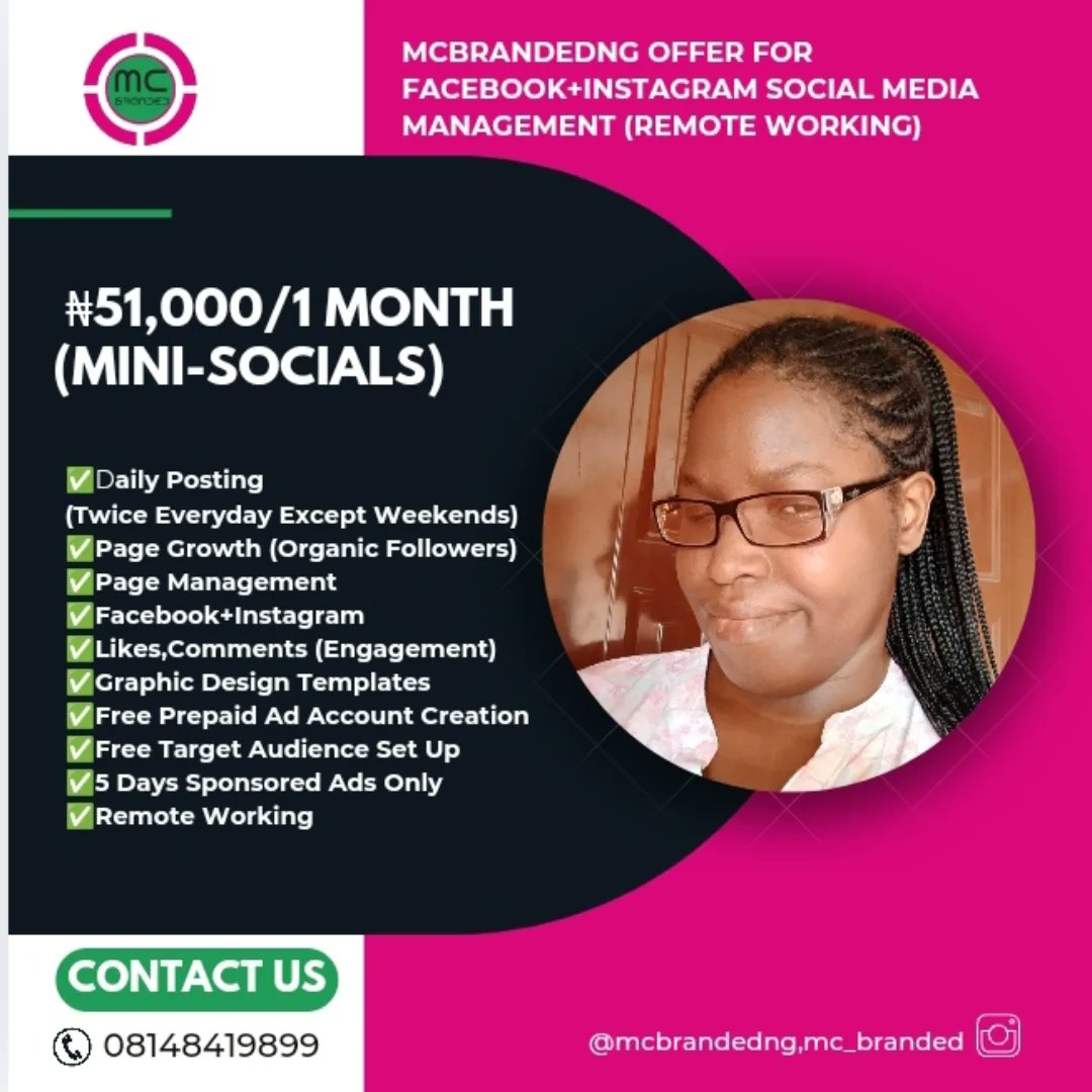 mcbrandedng's tweet image. BOOST YOUR BRAND&apos;S ONLINE PRESENCE! Explore our remote working social media packages on Instagram and Facebook, designed to help you thrive in the digital landscape! 
Call/WhatsApp: 08148419899
#RemoteWork #SocialMediaSolutions #Portharcourt #McbrandedCreative #Obasa