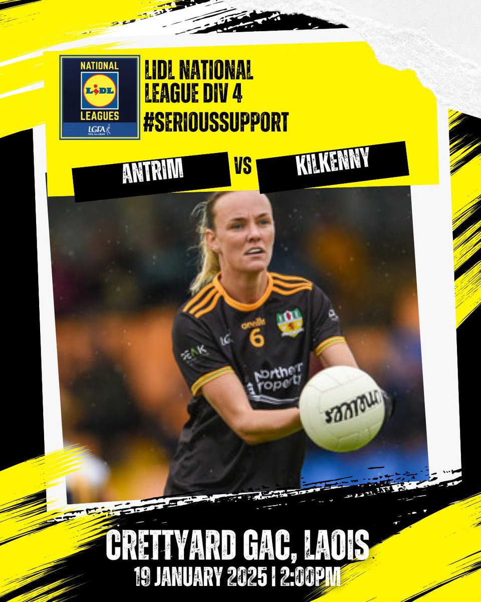 Antrim LGFA (@antrimlgfa) on Twitter photo And just like that, the 2025 season is about the begin!
Our Senior Ladies are away to <a href="/kilkennylgfa/">Kilkenny LGFA</a> this weekend
🗓️Sunday 19th January
⏱️2pm
📍Crettyard GAC, Laois
Link for tickets will be posted soon.
#SeriousSupport
#SeniorSaffs
🟡⚪️ And just like that, the 2025 season is about the begin!
Our Senior Ladies are away to <a href="/kilkennylgfa/">Kilkenny LGFA</a> this weekend
🗓️Sunday 19th January
⏱️2pm
📍Crettyard GAC, Laois
Link for tickets will be posted soon.
#SeriousSupport
#SeniorSaffs
🟡⚪️