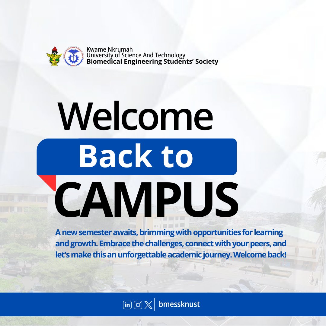 bmessknust's tweet image. Let’s make this semester your best yet!
📚 Learn and Grow
🤝 Connect and Inspire
🎯 Achieve Your Goals
Welcome back to campus! 
#thinkIt, #EngineerIt, #SaveLives