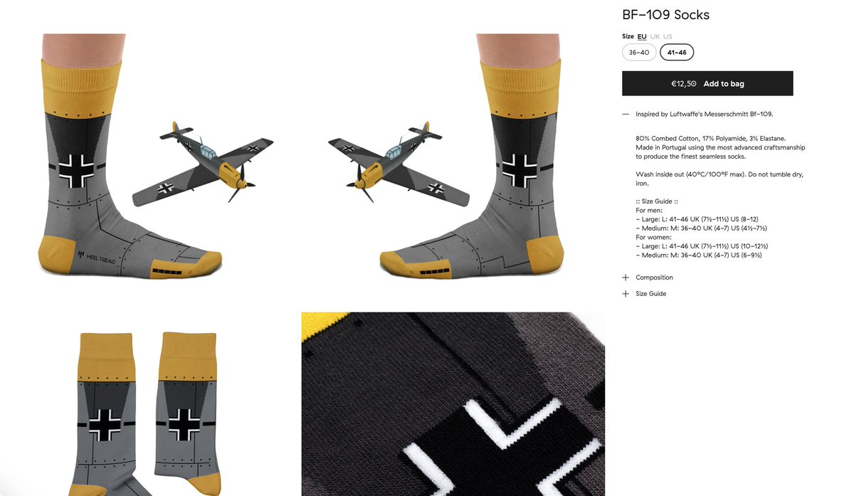Мы в 2025: надеемся, что европейцы понимают войну 
Meanwhile португальский производитель носков: а почему бы не сделать носки вдохновленные мессершмитом с балкенкройцем на полноги