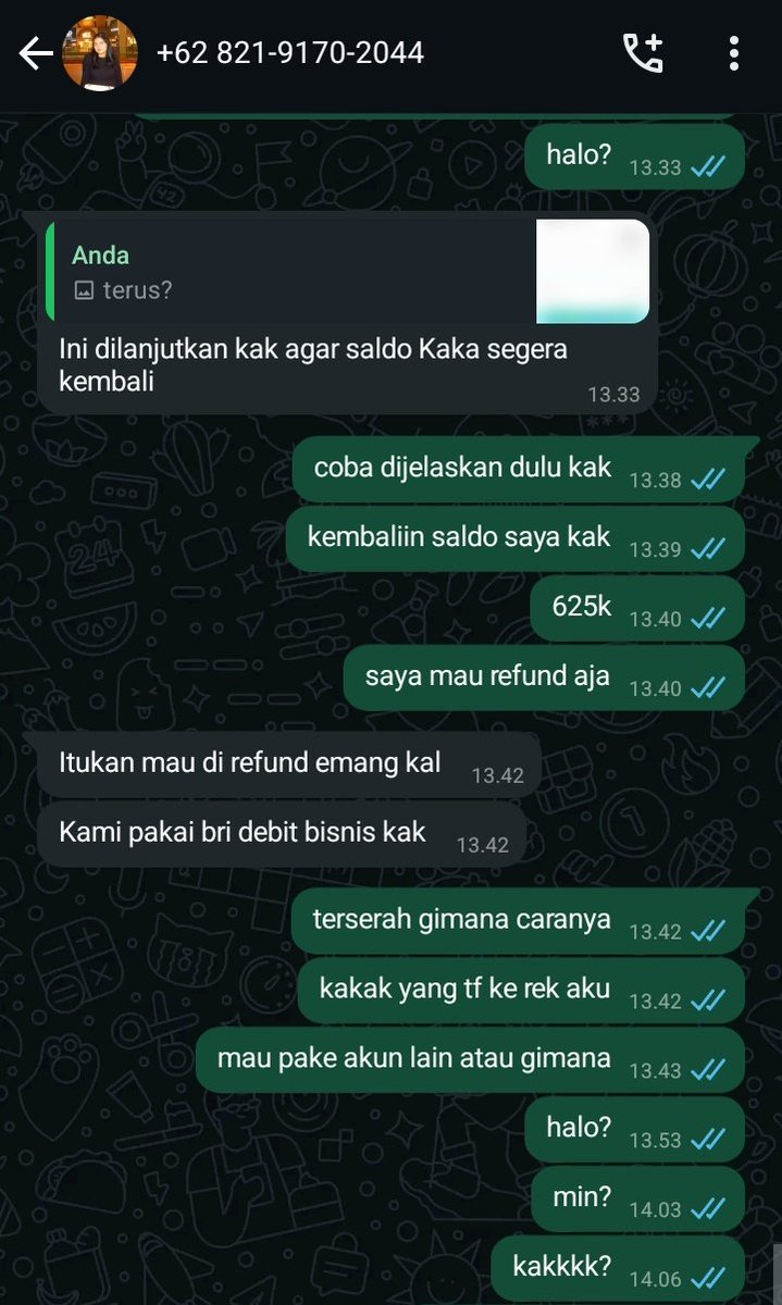 yer1nx's tweet photo. Ya, dan dia mencoba untuk meyakinkan lagi dengan testimoni. jelas, gw ga bakal percaya lagi dan akhirnya minta refund. Dan seperti kebanyakan kasus, duit gua ga dibalikin dan chat gua cuma dibaca aja. https://t.co/iI9z5KLSJQ