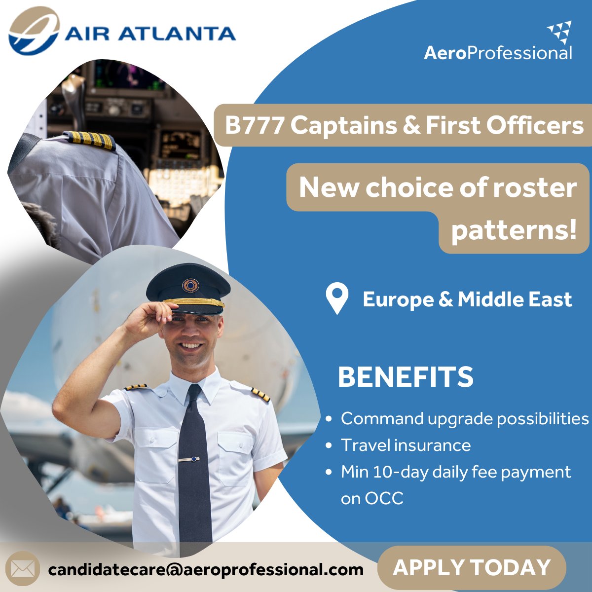 AeroProJobs's tweet photo. Our client, Air Atlanta, is now offering new and improved terms for B777 Captains and First Officers.

Apply at https://t.co/UwL2nQDl9j or email our recruitment team at 📧 candidatecare@aeroprofessional.com.

#AviationJobs #AviationRecruitment #B777 #Captains #FirstOfficers https://t.co/51UWS2XMa2