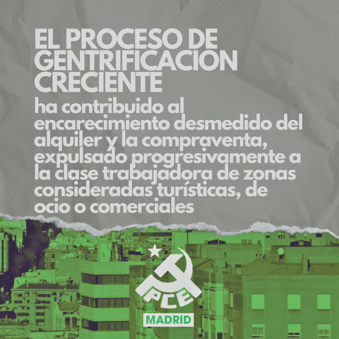 📣 Desde el PCE en Madrid seguimos denunciando las políticas ineficaces de la CAM y la insostenible situación por la que pasa nuestra clase a la hora de buscar un hogar 🏠 

Señalemos a los culpables, propongamos la alternativa de un #FuturoSocialista 

#EsteEsTuPartido