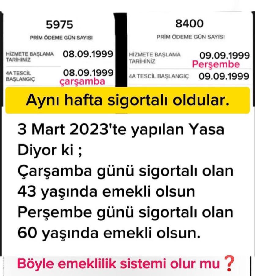 Anayasanın Eşitlik ilkesine göre akranlar arasındaki emeklilik yaş farkı 2 yıldır 17-20 sene değildir

Kademeli Emeklilik Anayasal haktır

#Işıkhanistifa