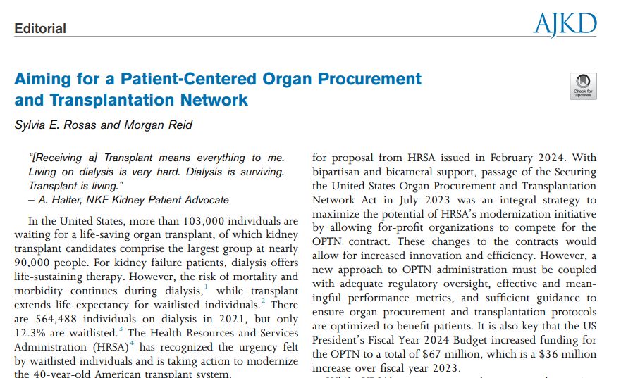 AJKD (@ajkdonline) on Twitter photo Editorial by <a href="/sylviaerosas/">Sylvia Rosas,MD,MSCE</a> and Morgan Reid:
Aiming for a Patient-Centered Organ Procurement and Transplantation Network
bit.ly/4h4bY6x (FREE)
@joslindiabetes <a href="/nkf/">National Kidney Foundation</a> <a href="/NKF_NephPros/">NKF Nephrology Professionals</a> Editorial by <a href="/sylviaerosas/">Sylvia Rosas,MD,MSCE</a> and Morgan Reid:
Aiming for a Patient-Centered Organ Procurement and Transplantation Network
bit.ly/4h4bY6x (FREE)
@joslindiabetes <a href="/nkf/">National Kidney Foundation</a> <a href="/NKF_NephPros/">NKF Nephrology Professionals</a>
