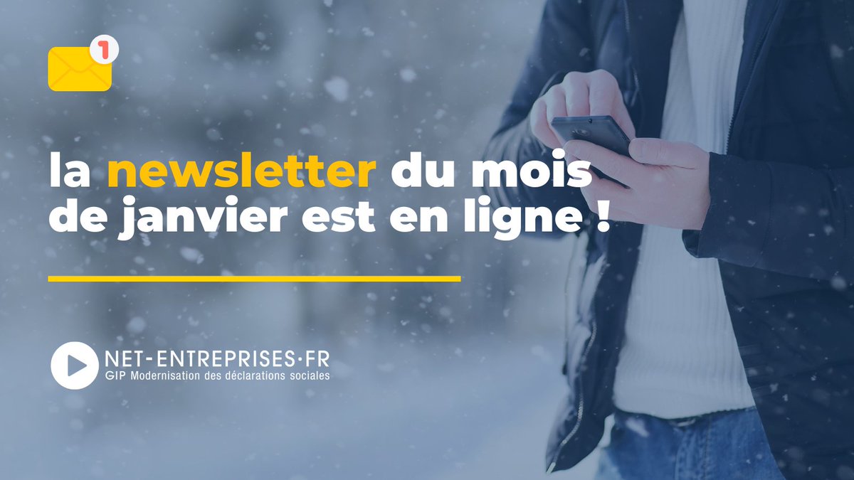 Notre nouvelle newsletter est disponible : retrouvez l'essentiel de l'actualité des déclarations sociales dématérialisées du mois de Janvier ! ❄️ 

📷 net-entreprises.fr/newsletters-ne…

Bonne lecture à tous !        

#NetEntreprises
