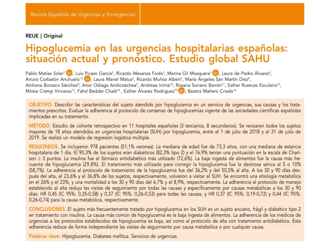 Pablomatsol's tweet photo. Hipoglucemia en urgencias: qué atendemos, cómo las atendemos y cómo podemos mejorar https://t.co/4Lv9WP9oFT https://t.co/lo6AarTgfN