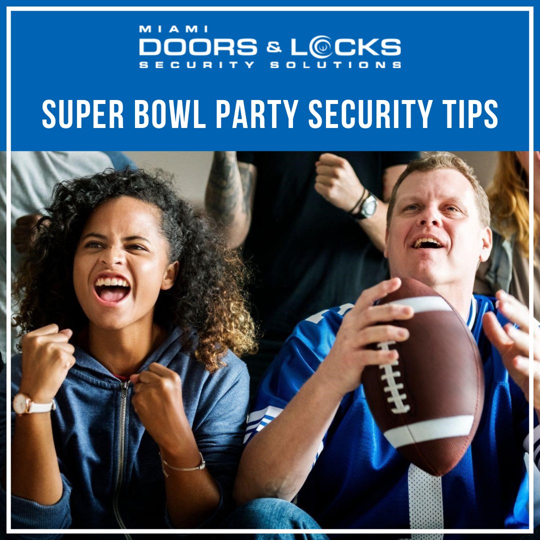 MiamiDoorsLock's tweet photo. Here are some security tips to consider when leaving home to watch the Super Bowl: 🏈 

Lock doors and windows
Set an alarm
Use timers
Pick up mail or put on hold
Prune shrubs
Keep keys safe
Install outside lights
Consider security cameras

#miamidoorsandlockssecurity https://t.co/G5VPUsit8Z