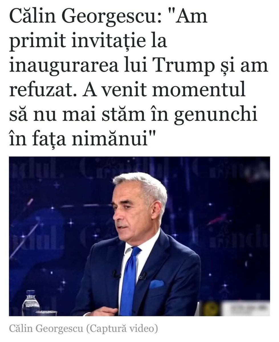 buzzaianu's tweet photo. După ce a anunțat că a fost pe la diferite instituții europene să se plângă de anularea alegerilor unde încălcase legea, acum îl refuză pe Trunp că e prea demn. https://t.co/n0QDYCHpQc
