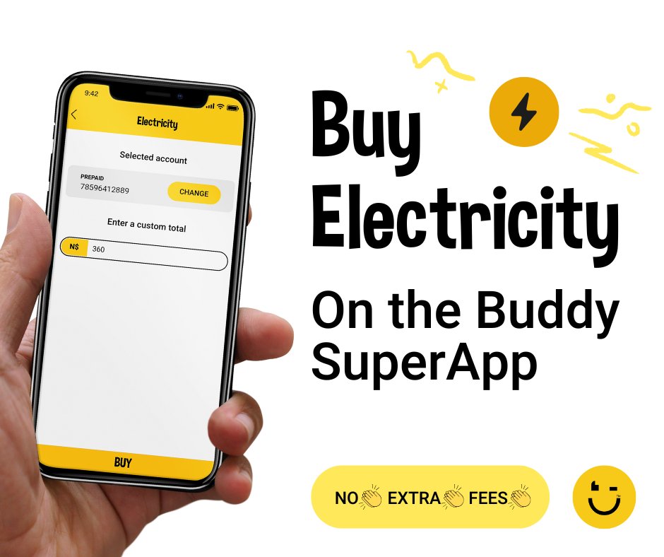 JustAskBuddy's tweet photo. 𝐍𝐎 𝐄𝐗𝐓𝐑𝐀 𝐂𝐇𝐀𝐑𝐆𝐄𝐒!📢

Buddy SuperApp: https://t.co/CDktu8qcXT

#buddy #electricity #superapp #quick #nofees #buy #supportlocal #nam #buddysuperapp https://t.co/HwJTgGryPT