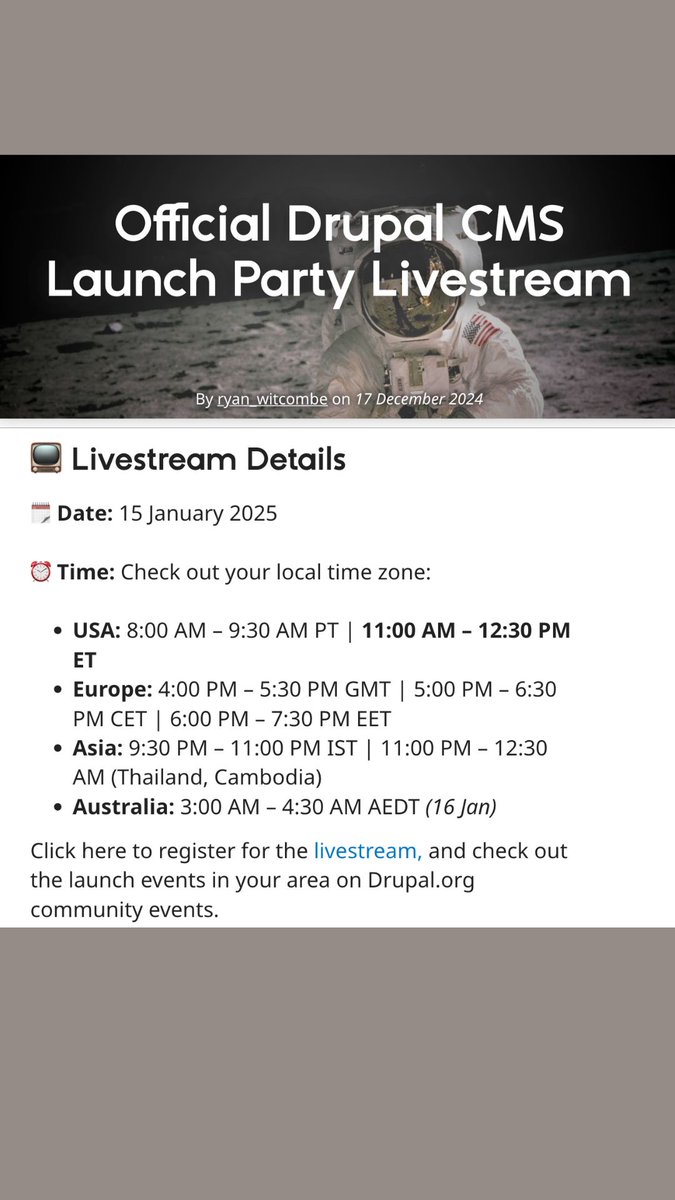 ivanzugec's tweet image. Tomorrow is a big day for the Drupal community with the first release of the Drupal CMS! 🎉
Join the official livestream: drupal.org/community/even…
This week's WebWash livestream will be moved to tomorrow and will be a Drupal CMS special. Details to follow.
#drupal #drupalcms