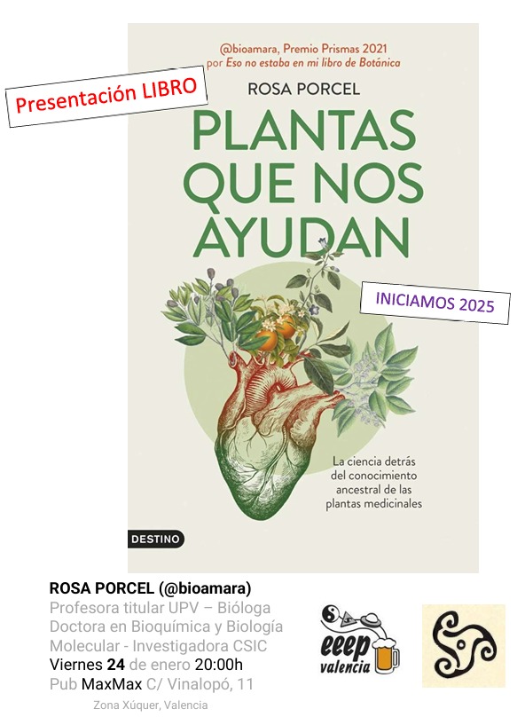 EscépticosEnElPubVLC (@eeep_valencia) on Twitter photo Comenzamos el año en <a href="/eeep_valencia/">EscépticosEnElPubVLC</a> con la presentación del libro «Plantas que nos ayudan» de <a href="/bioamara/">Rosa Porcel 🌿🌺</a>.
Será el viernes 24 de enero a las 20:00, como siempre en <a href="/MaxMaxValencia/">Max Max Valencia</a>.
Recuerda que la entrada es libre y gratuita.
Te esperamos. Comenzamos el año en <a href="/eeep_valencia/">EscépticosEnElPubVLC</a> con la presentación del libro «Plantas que nos ayudan» de <a href="/bioamara/">Rosa Porcel 🌿🌺</a>.
Será el viernes 24 de enero a las 20:00, como siempre en <a href="/MaxMaxValencia/">Max Max Valencia</a>.
Recuerda que la entrada es libre y gratuita.
Te esperamos.